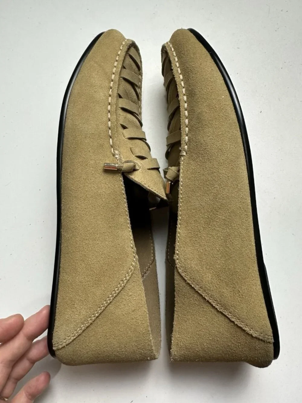 Zara Stefano Pilati Women’s Suede Leather Loafers Flats Brown Tan US 11 EU 42